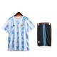Camisola Argentina Criança Equipamento Primeiro 2021 Manga Curta